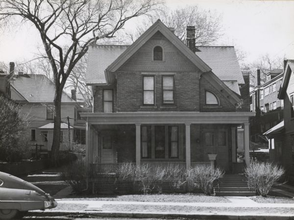 Front view of the Mack house, 110 East Johnson Street. Built by A.C. Isaac around 1870, it was later the residence of Professor John G.D. Mack and family, and was owned in 1953 by J.P. Cafferty.