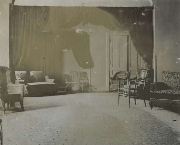 An interior view of the Masonic Temple Ladies Parlor.