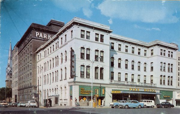 View of downtown Madison's Park Hotel. The Prescription Pharmacy also occupies a portion of the ground floor.