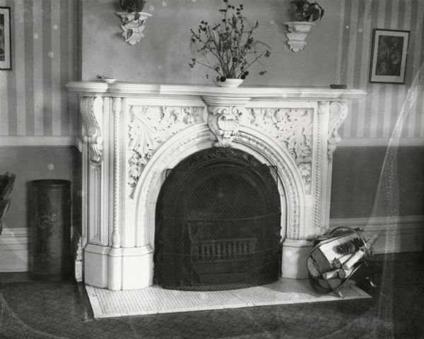 One of the five fireplaces located within the Pierce home. The home is located at 424 North Pinckney Street and was built about 1857.