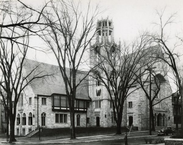 View of the Presbyterian student chapel at the intersection of State and Murray Streets.