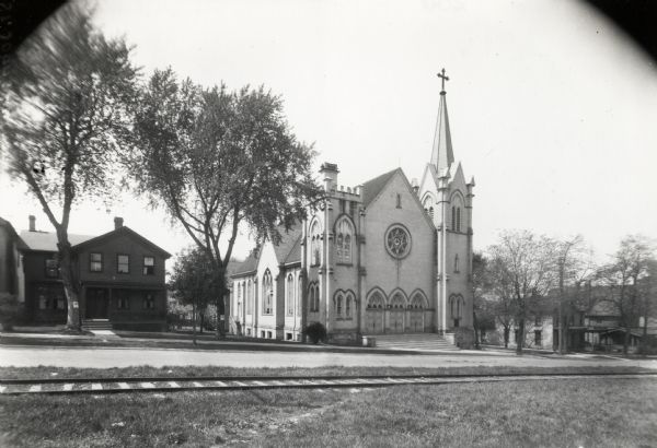 Exterior view of Saint John's Lutheran Church of 320-322 East Washington Avenue.