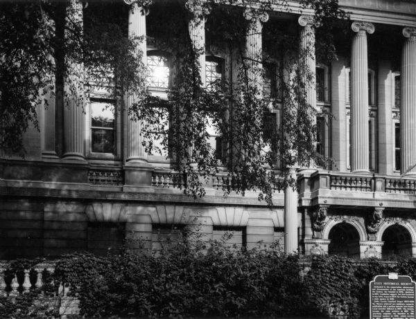 View of the east facade of the State Historical Society of Wisconsin.
