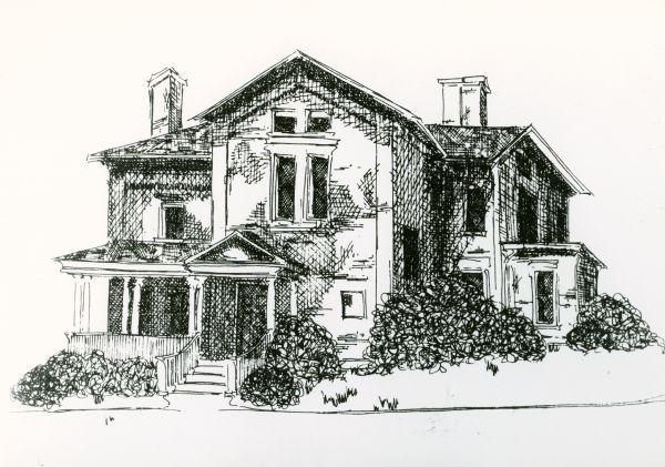 A depiction of the Breese Stevens house at 401 North Carroll Street. Located in the Mansion Hill neighborhood, the house was built in 1863.