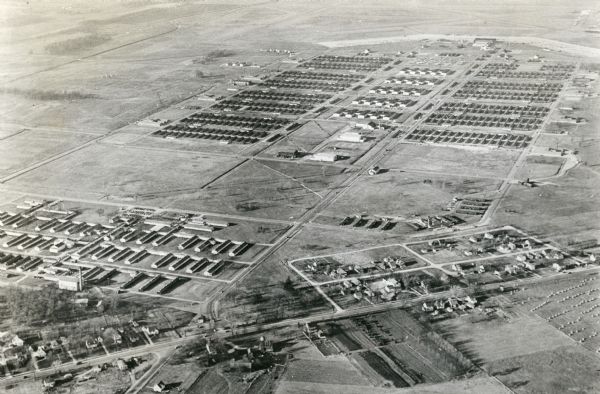 An aerial view of Truax Field, now also called Dane County Regional Airport. In addition to commercial flights, Truax Field is also home to the Army National Guard and the Wisconsin Air National Guard.