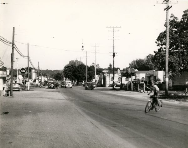 View of University Avenue, looking east. At this time, University Avenue was United States Highway 12.