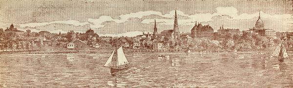 A view of the city of Madison circa 1900 that was used as a letterhead.