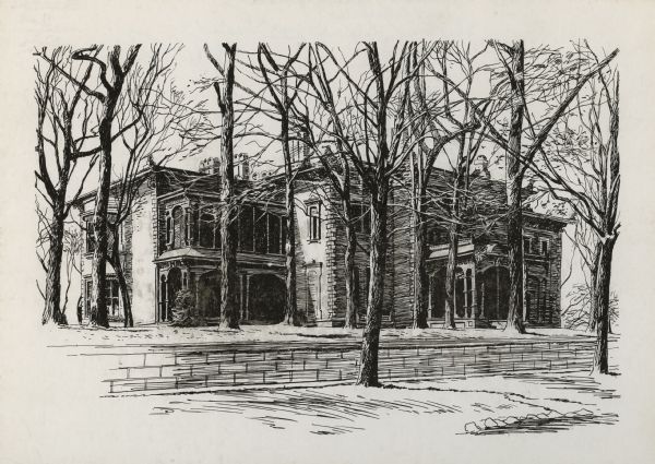 An illustration of the William F. Vilas house, 12 East Gilman Street, later occupied by the American Association of University Women.