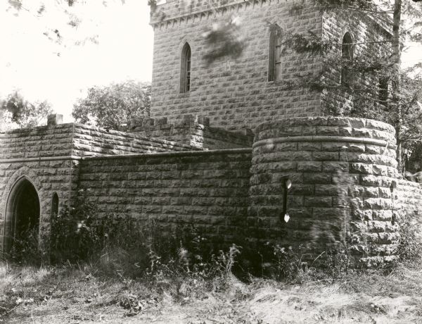 An exterior view of the rear elevation of the Benjamin Walker Castle, 1862-1893 in the 900 block of East Gorham Street.