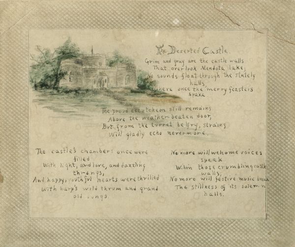 Poem and drawing of the Walker Castle, entitled "The Deserted Castle."