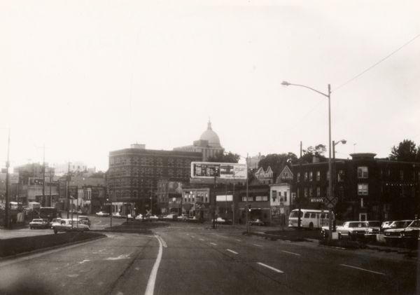 Looking towards the Wisconsin State Capitol from the intersection of Williamson, Wilson and Jenifer Streets.