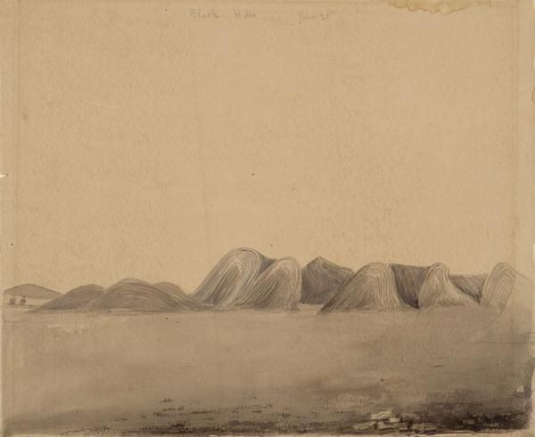 The Black Hills sketched by Wilkins on his 151-day journey from Missouri to California on the Overland Trail (also known as the Oregon Trail).