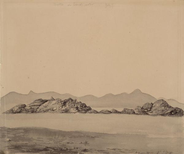 The Buttes, Wyoming and Sweetwater River; sketched by Wilkins on his 151-day journey from Missouri to California on the Overland Trail (also known as the Oregon Trail).