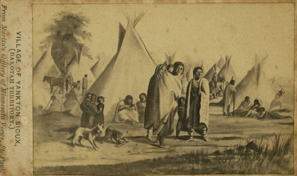 Sioux village of Yankton in the Dakota (Sioux) Territory.