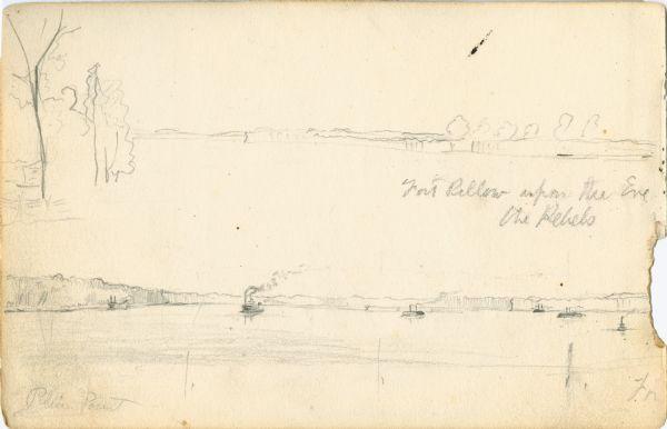 Preliminary sketch for "Fort Pillow upon the Eve of the Evacuation by the Rebels".
