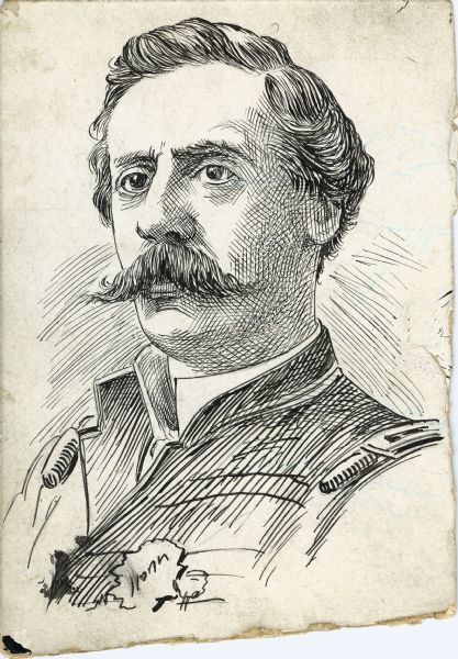 Formal portrait sketch of an unidentified man in uniform.