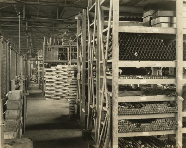 A stockroom at the Winther Motor Company factory.