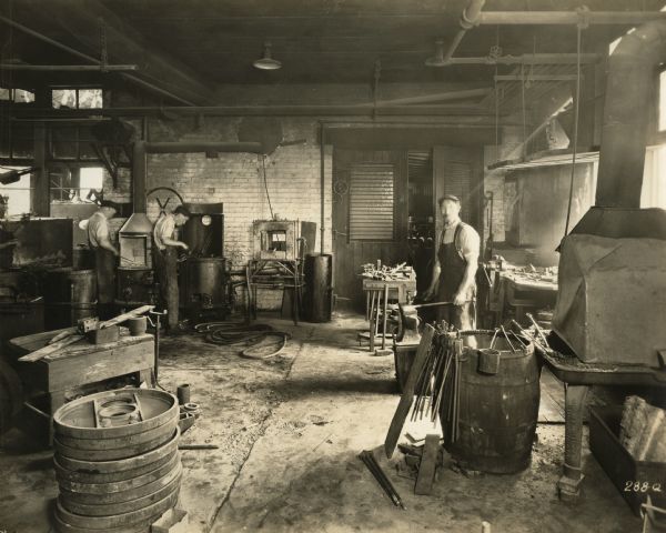 Workers in the Blacksmith Shop at Winther Motor and Truck Company.