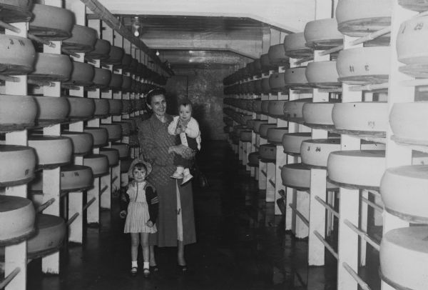 Frieda Jaggi and some children in the cooling room.