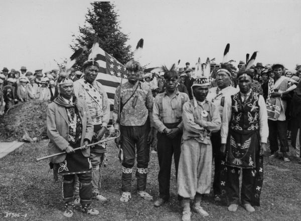 The Potawatomi pall-bearers at Chief Simon Kaquados' burial at Peninsula State Park.