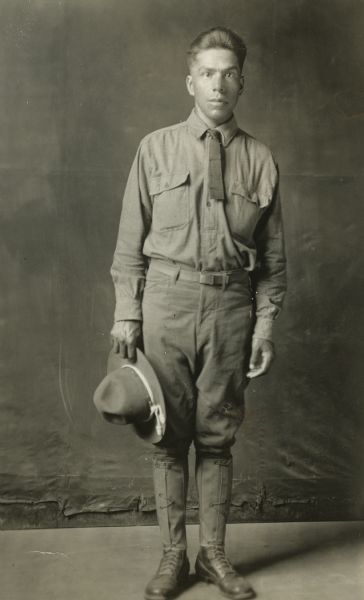 Gus Sharlow, a Native American Indian World War I soldier from Hayward, Wisconsin.