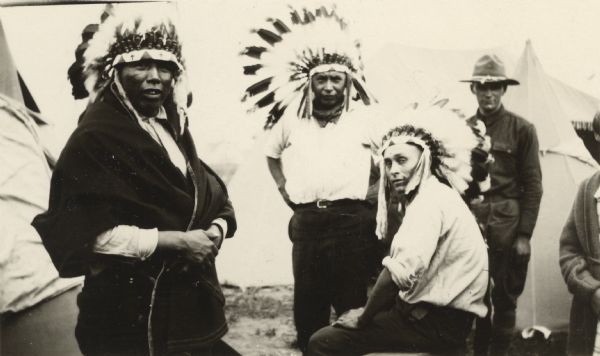 Wisconsin Winnebago on a Menominee Reservation wearing Sioux war head dress.