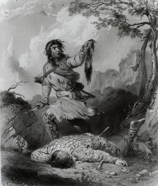 "Death Whoop" an engraving after a drawing by Seth Eastman from the American Aboriginal Portfolio.