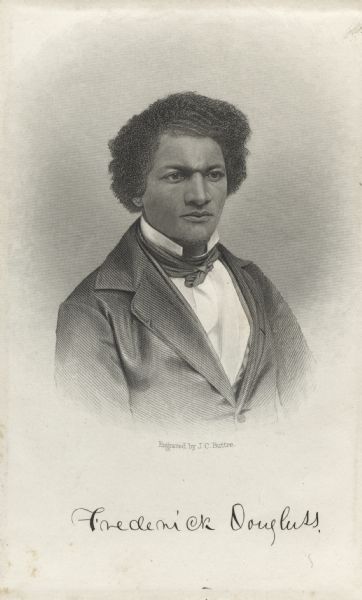 An engraving of a young Frederick Douglass.