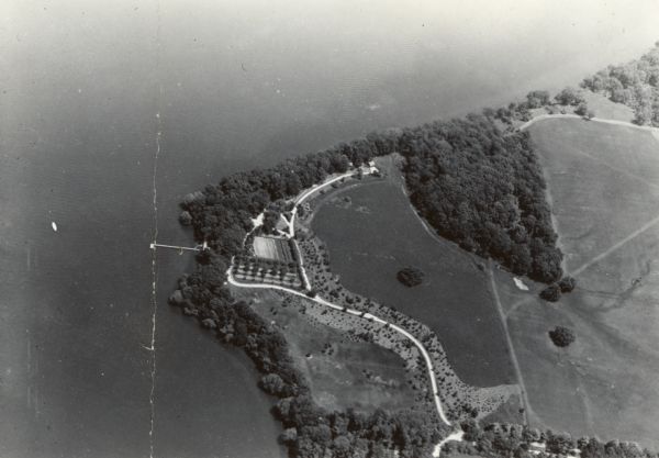 An aerial view of Second Point on Lake Mendota.