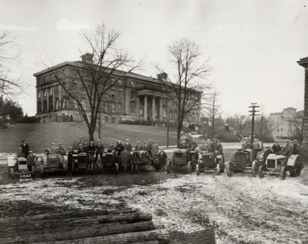 A tractor class in session in front of Agriculture Hall.