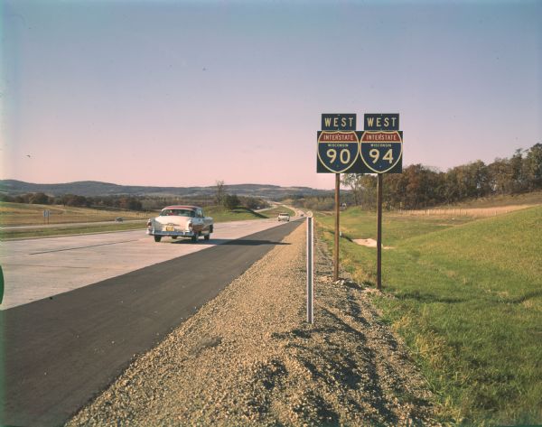An Interstate I-90/94 sign near Portage taken by the Division of Tourism.