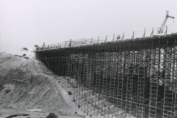 Construction of the Badger Interchange of I-90 and I-94.
