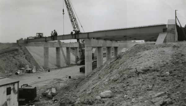 Interstate construction at the Colley Road and I-90 overpass in Rock County.  The contractor is Shappert Engineering Company.