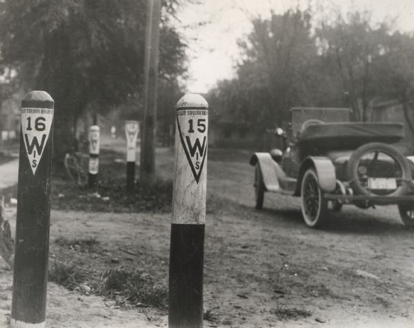 These two signs located along the route of Wisconsin State Trunk Highway 15 and 16 indicate the presence of a culvert. Beginning in 1917 Wisconsin pioneered in the development of a state highway system and in the development of standard highway signation.