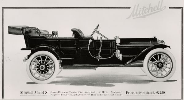Advertisement for the Mitchell Model S, a seven passenger vehicle, manufactured in Racine.