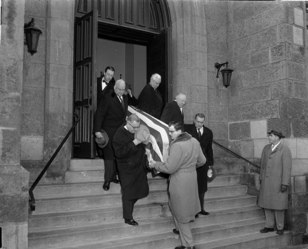 Robert M. La Follette Jr., funeral at Grace Episcopal Church. The former senator, who committed suicide, was thought to have been depressed. Some thought his death was prompted by fear that he might be called to testify about alleged Communists on the Civil Liberties Committee he had headed during the 1930s. Others speculated that the career of his successor in the Senate, Joseph R. McCarthy, might have hastened his death.