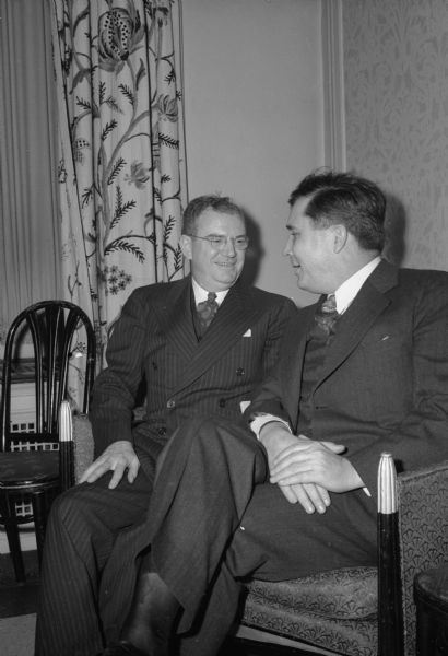 Republican Presidential candidate Wendell Willkie with W.D. McIntyre (R-Eau Claire), during Willkie's 1944 campaign.