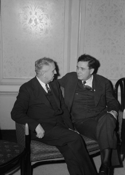 Republican Presidential candidate Wendell Willkie with Harvey Hartwig (R-Milwaukee), during Willkie's 1944 campaign.