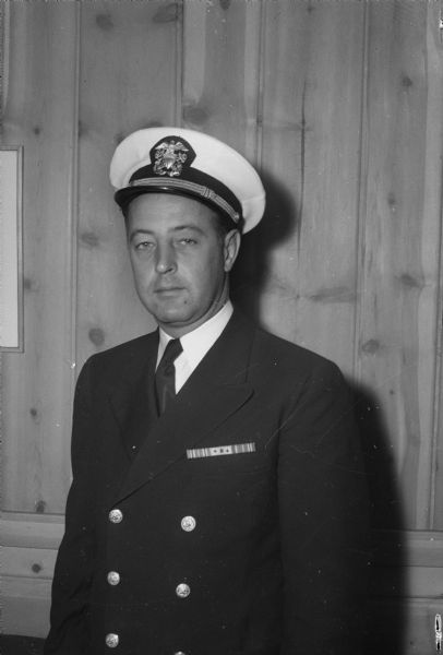 Portrait of Lieutenant William Briggs prior to leaving Madison for New York and a Navy assignment. Before serving in the Navy, he was the county welfare director and assistant district attorney.