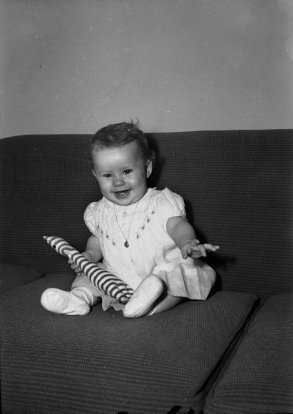Portrait of Patricia Fitzpatrick, toddler, daughter of Lawrence Fitzpatrick, managing editor of the <i>Wisconsin State Journal</i>.