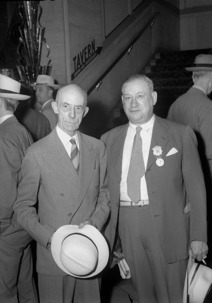 Two Wisconsin delegates to Republican Party National Convention in Chicago, Illinois. William Campbell, Oshkosh, left, and Arthur Prehn, Wausau, right.