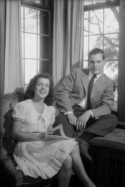 Perry Neff, who will be attending Lake Forest Academy in Lake Forest, Illinois, and his sister, Ruth Rhea Neff, who will be attending Ferry Hall in Lake Forest, Illinois, are shown in their home at 731 Farwell Drive, Maple Bluff.