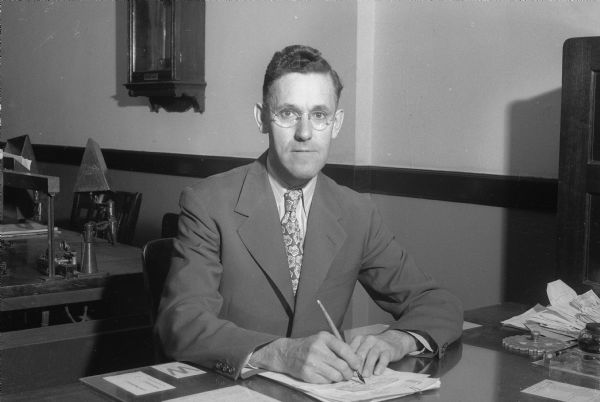 Portrait of Arthur G. Tappen, manager of the Madison Office, 21 W. Main Street, of the Western Union Telegraph Company since 1915. The <i>Wisconsin State Journal</i> article gives the history of telegraphy in Madison.