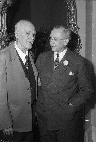 Informal portrait of Wisconsin Governor Walter Goodland, on the left and Lt. Governor, Oscar Rennebohm, on the right.