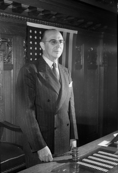 Assembly Speaker Donald McDowell (R) from Soldiers Grove, Crawford County, presiding over the Assembly.