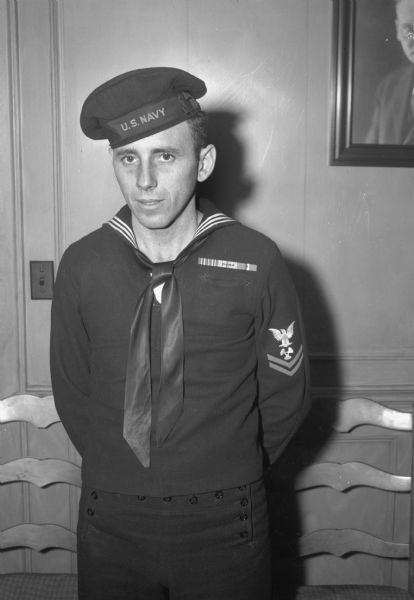 Portrait of Mr. Streich, in U.S. Navy uniform.
