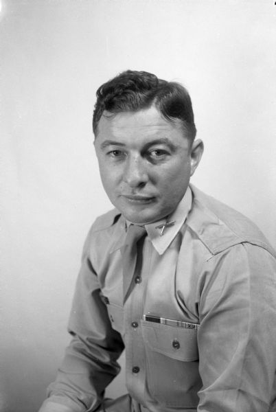 Portrait of a man in World War II uniform, possibly Omar Crocker.