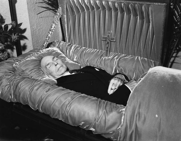 Body of James S. Timlin, 79, in his coffin.