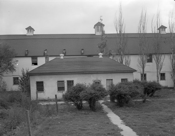 A large barn and outbuilding on the Quaker Oats farm, 4202 Monona Drive.