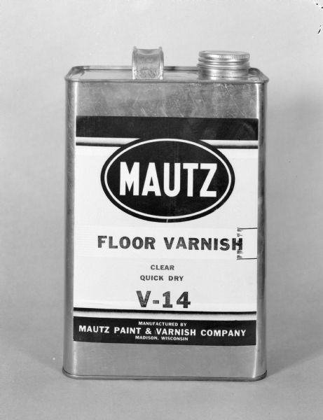 Metal can for Mautz Floor Varnish for Mautz Paint and Varnish Company.